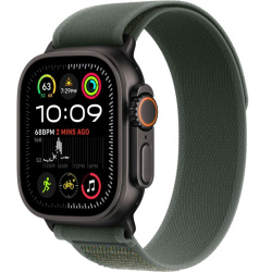 Apple Watch Ultra 2 (2024) GPS + Cellular, 49 мм, корпус из черного титана, ремешок Trail зеленого цвета