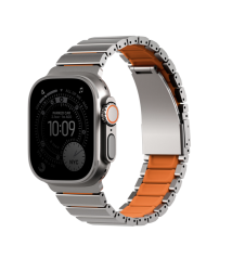 Ремешок стальной Uniq Strova Flex для Apple Watch 44/45/46/49 мм натуральный титан-оранжевый