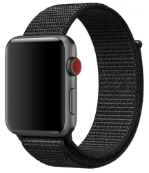 Спортивный браслет для Apple Watch 42/44/45/49 мм нейлоновый черный