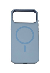 Чехол силиконовый Mosbros MagSafe для iPhone 17 Pro голубой