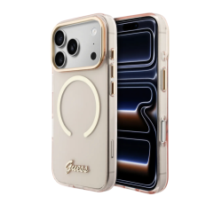 Чехол силиконовый Guess MagSafe для iPhone 17 Pro Max полупрозрачный розовый