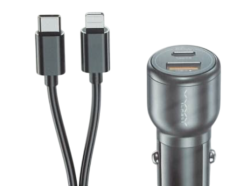 АЗУ Vyvylabs Spring USB/Type-C + кабель Type-C to Lightning 66W черный