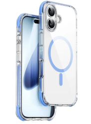Чехол пластиковый Wiwu Hybrid Ultra с MagSafe для iPhone 17 прозрачный с голубым