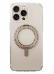 Чехол Uniq Swivix MagSafe для iPhone 16 Pro прозрачный с золотой подставкой 360