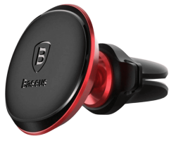 Автомобильный магнитный держатель Baseus Magnetic Air Vent черный с красной вставкой