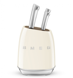 Набор кухонных ножей Smeg (KBSF02) с подставкой кремовый