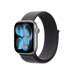 Apple Watch Series 11, 42 мм, корпус из алюминия цвета «серый космос», ремешок нейлон темно-серого цвета