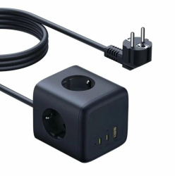 Удлинитель Vyvylabs Square Power Strip (3 розетки+2Type-C+USB) 33W (1.5м) черное