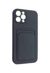 Чехол силиконовый для iPhone 14 Pro Max с отделением для карты черный