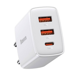 СЗУ Baseus Compact 30W Type-C + 2USB белое