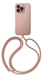 Чехол Uniq Coehl Creme MagSafe для iPhone 16 Pro пудровый розовый с шнурком