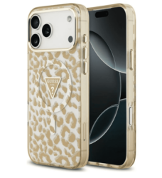 Чехол силиконовый Guess MagSafe для iPhone 17 Pro Max/18 Pro Max коричневый леопардовый