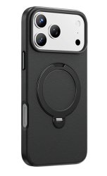 Чехол кожанный Keephone Mehold с MagSafe для iPhone 17 Pro Max черный с подставкой