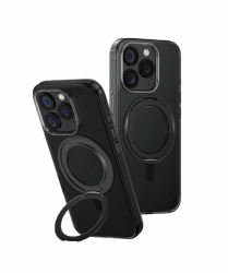 Чехол Uniq Swivix MagSafe для iPhone 16 Pro затемненный с черной подставкой 360