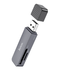 Переходник - картридер Hoco HB45 USB 2.0 2 в 1 серый