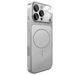 Чехол пластиковый AG Glass с MagSafe для iPhone 17 Pro Max серебристый