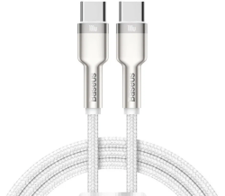 Кабель Baseus Cafule Metal Type-C to Type-C 100W (2м) тканевый белый