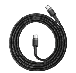 Кабель Baseus Cafule Type-C to Type-C (2м) тканевый черный с серой вставкой