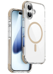 Чехол пластиковый Wiwu Hybrid Ultra с MagSafe для iPhone 17 прозрачный с золотым