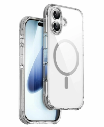 Чехол пластиковый Wiwu Hybrid Ultra с MagSafe для iPhone 17 прозрачный с серым