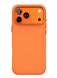 Чехол силиконовый VLP c MagSafe для iPhone 17 Pro Max оранжевый с металической рамкой