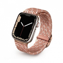 Ремешок Uniq Aspen для Apple Watch 38/40/41/42 мм плетеный розовый с белым