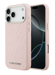 Чехол кожанный Karl Lagerfeld MagSafe для iPhone 17 Pro Max розовый с надписями карл