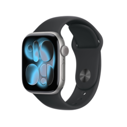 Apple Watch Series 11, 46 мм, корпус из алюминия цвета &laquo;серый космос&raquo;, спортивный ремешок черного цвета