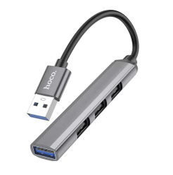 Разветвитель Hoco USB на 4 USB серый