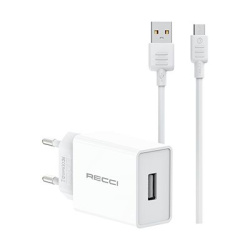 СЗУ Recci Travel USB + кабель Micro-USB белое