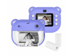 Детский цифровой фотоаппарат мгновенной печати Бегемотик фиолетовый
