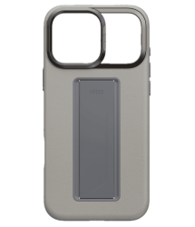 Чехол кожанный Uniq Heldro Pro MagSafe для iPhone 17 Pro Max бежевый с подставкой