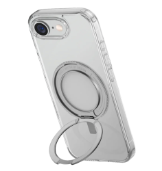 Чехол Uniq Swivix MagSafe для iPhone 16E прозрачный с серебристой подставкой 360