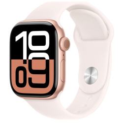 Apple Watch Series 10, 46 мм, корпус из алюминия цвета «розовое золото», спортивный ремешок розового цвета
