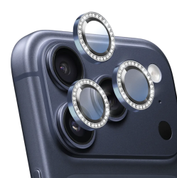 Защитное стекло камеры Keephone Maria для iPhone 17 Pro/17 Pro Max синее с блестками