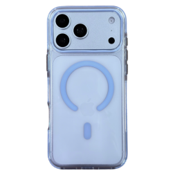 Чехол силиконовый Gabbeen с MagSafe для iPhone 18 Pro прозрачный с голубым