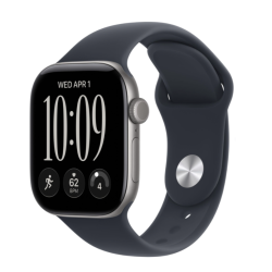 Apple Watch Series 12, 46 мм,корпус из алюминия цвета &laquo;серый космос&raquo;, спортивный ремешок темно-синего цвета