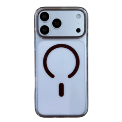 Чехол пластиковый Keephone Aurora с MagSafe для iPhone 18 Pro прозрачный с бордовым