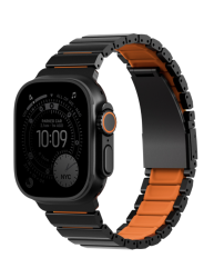 Ремешок стальной Uniq Strova Flex для Apple Watch 44/45/46/49 мм черно-оранжевый