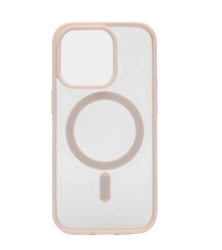 Чехол силиконовый ClearCase MagSafe для iPhone 16 прозрачный c розовыми бортами