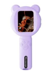 Детский карманный микроскоп с камерой и подсветкой фиолетовый