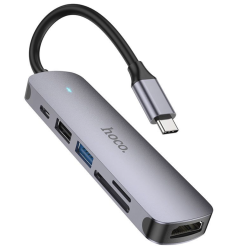 Разветвитель Hoco HB28 Type-C 6 в 1 серый