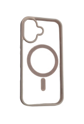Чехол силиконовый ClearCase MagSafe для iPhone 16 прозрачный c розовыми бортами