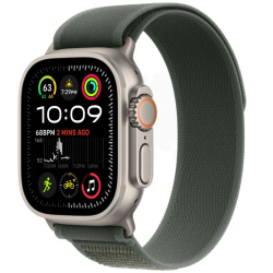 Apple Watch Ultra 2 (2024) GPS + Cellular, 49 мм, корпус из натурального титана, ремешок Trail зеленого цвета