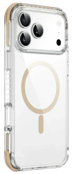 Чехол пластиковый Wiwu Hybrid Ultra с MagSafe для iPhone 17 Pro прозрачный с золотым