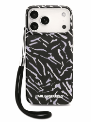 Чехол силиконовый Karl Lagerfeld MagSafe для iPhone 17 Pro Max зебра + шнурок на руку