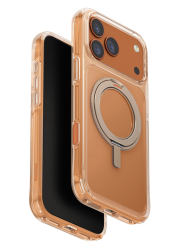 Чехол Uniq Swivix MagSafe для iPhone 17 Pro Max прозрачный с золотистой подставкой 360