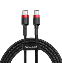 Кабель Baseus Cafule Certified Type-C to Type-C 60W (1м) тканевый черный с красной вставкой