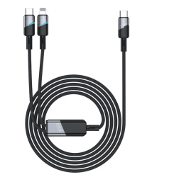 Кабель Vyvylabs Superb Type-C to Type-C+Lightning 100W (1,5м) черный