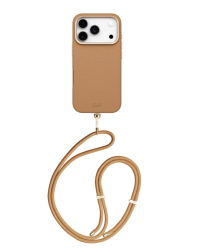 Чехол Uniq Coehl Mirelle MagSafe для iPhone 17 Pro Max бежевый с шнурком